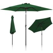 2.7m parasol parapluie de jardin hydrofuge avec manivelle jardin UV40+ balcon extérieur, vert, 2.7m