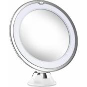 Ahlsen - Miroir De Maquillage Éclairé Grossissant 10X, Rotation à 360 °, Puissante Ventouse Verrouillable Miroir De Vanité Portable Sans Fil(Modèle