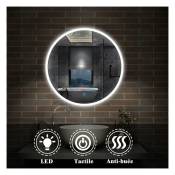 Aica Sanitaire - Miroir salle de bain anti-buée rond Mural Lumière Illumination mini avec éclairage led
