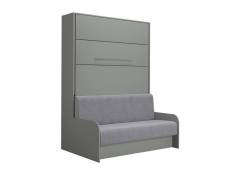 Armoire lit escamotable sofa automatica 140 cm mélaminé gris canapé microfibre gris 20100992777