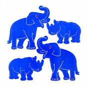 Autocollants rhinocéros et éléphant bleus