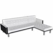 Canapé-lit d'angle Cuir synthétique Blanc - Inlife