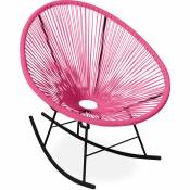 Chaise à bascule Acapulco - Pieds noirs - Nouvelle Édition Rose - Acier, Rotin synthétique - Rose