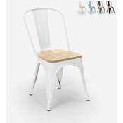 chaise cuisine industrielle design style Lix steel wood top light Couleur: Blanc