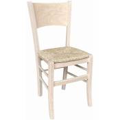 Chaise en bois brut Lucy à peindre avec assise en paille