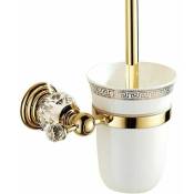 Choyclit - Brosse WC,Porte-brosse wc en métal avec verre poli et ensemble de toilette Accessoires wc design doré Support mural et finition dorée