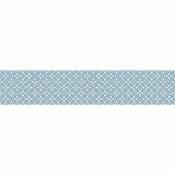 Contremarche adhésive autocollante, santafiore, motif de cercle blanc qui entoure une feuille sur un fond bleu, x3, 19,5 x 100 cm - Bleu