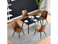 Ensemble table avec 4 chaises rétro vintage ensembles pour cuisine noir + marron