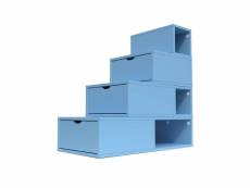 Escalier cube de rangement hauteur 100 cm bleu pastel