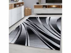 Fly - tapis moderne à bandes graphiques - noir et gris 160 x 230 cm PARMA1602309210BLACK