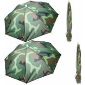 Fortuneville - Lot de 4 chapeaux parapluies pliables pour la pêche, la plage, l'extérieur, grande taille, motif camouflage