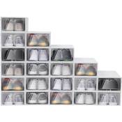 Gojoy - Lot de 20 boîtes à chaussures en plastique transparent empilable 33 x 23 x 14 cm