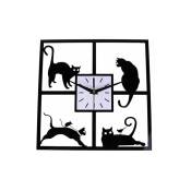 Groofoo - Silencieux Chambre d'enfant Horloge Murale Dessin Animé Créatif Chat Animal Carré Horloge Murale Chambre Horloge à Quartz Chambre