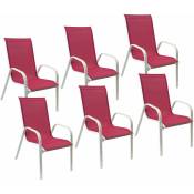 Happy Garden - Lot de 6 chaises marbella en textilène rose - aluminium blanc - pink