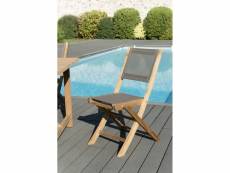 Harris - ensemble de 2 chaises de jardin pliantes en bois teck et textilène couleur taupe