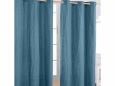 Homescapes paire de rideaux à oeillets uni bleu foncé 100% coton prêt à poser 137 x 228 cm KT1430C