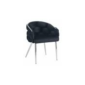 Homy France - Lot de 2 chaises ballon pieds chrome assise velours noir