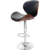 HW - tabouret Foxrock, chaise de bar, bois courbé desgin rétro - aspect noix, noir