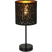 Lampe de chevet textile noir Lampe de table or noir Lampe d'appoint tissu, interrupteur effet lumière velours, 1x E14, DxH 15 x 35 cm