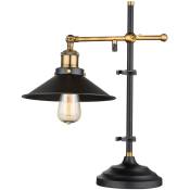 Lampe de table vintage salon de travail ancienne lampe laiton noir réglable en hauteur Globo 15053T