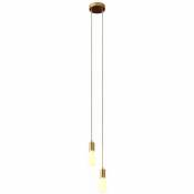 Lampe suspension multiple 2 bras avec câble textile et finitions en métal Monté - Avec ampoule - Bronze satiné - Avec ampoule