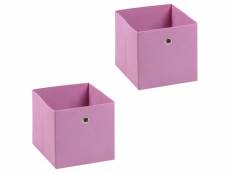 Lot de 2 boites en tissu rose ela boîte de rangement ouverte avec poignée dim 27 x 27 x 27 cm, pour linge jouets vêtements