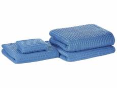 Lot de 4 serviettes de bain en coton bleu areora 245644