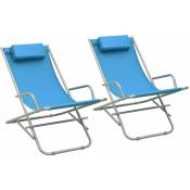 Lot de deux transat chaises à bascule acier bleu -