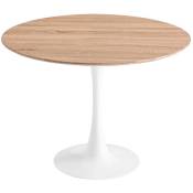 Lúzete - Table San Antoni Ø120 Cm Pied Blanc Planche Naturelle