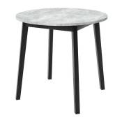 Mobilier1 - Table Edmond 112, Marbre gris + Noir, 77cm, Allongement, Stratifié, Bois - Marbre gris + Noir