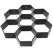 Moule hexagonal réutilisable pour pavés de béton, marcheau, pierre de ciment pour trottoir, allée, terrasse, jardin, route (30 x 30 cm, noir)