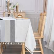 Nappe Rectangulaire Grise Anti Tache Nappe Elegante Table Cloth Linen 140x180 cm Tablecloth Rectangle pour Maison Salle à Manger Table de Cuisine