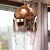 Paco Home - Plafonnier suspension verre salon salle à manger réglable en hauteur E27 Sans ampoules, Cuivre