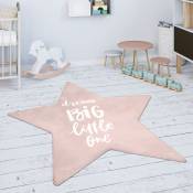 Paco Home - Tapis Chambre Enfant Tapis De Jeux Tapis Bébé Étoile Inscription Rose Blanc Forme d'étoile de 80 cm