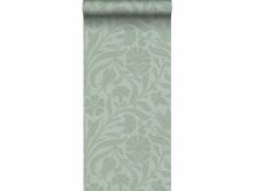 Papier peint fleurs vert menthe grisé - 139295 - 50