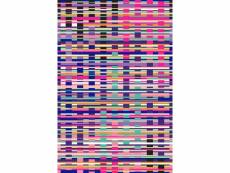 Papier peint panoramique rayures graphiques turquoise, noir, violet, rose et blanc - 357203 - 186 cm x 2,79 m 357203