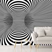 Papier peint psychedelique noir et blanc 364x270cm