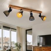 Plafonnier spots de plafond couleur or marron, luminaire de salon à 4 lampes avec spots orientables, métal bois, 4x douille E27, LxlxH 80x12,5x25 cm