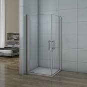 Porte de douche pivotante 90x90x197cm 2 portes de douche en verre anticalcaire aica cabine de douche pivotante