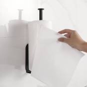 Porte-papier de cuisine en acier inoxydable, sans perçage, support de Film, conservateur, antidérapant, antirouille, porte-papier toilette noir
