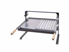 Support barbecue avec grille et récupérateur de graisse en inox coloris gris - 80 x 43 x 42 cm