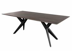 Table à Manger 220x100cm - Bois d'acacia laqué (Taupe/Anthracite