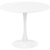 Table Blanche avec Plateau Rond 90 cm en mdf et Pied Unique en Métal Design Traditionnel pour Salle à Manger ou Cuisine Moderne et Scandinave Beliani