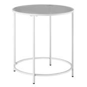 Table d’appoint ronde cadre en métal blanc perle et gris ardoise