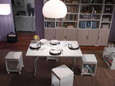 Table de camping avec pieds pliants en métal, 100% made in italy, table d'extérieur moderne, 125x75h80 cm, couleur blanche 8052773611824