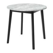 Table Edmond 112, Marbre gris + Noir, 77cm, Allongement,