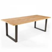 Table en chêne bords droits avec piètement en u, inga - 200 x 95 x 75 cm - Noir