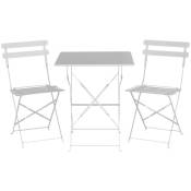 Table et 2 chaises en métal blanc Rimini