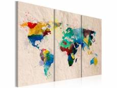 Tableau cartes du monde monde de couleurs - triptyque taille 60 x 40 cm PD11679-60-40