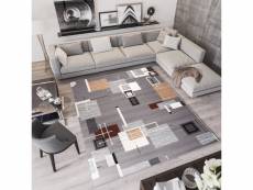 Tapiso laila tapis salon moderne gris blanc beige géométrique fin 180x260 15773/10744 1,80-2,60 LAILA DE LUXE